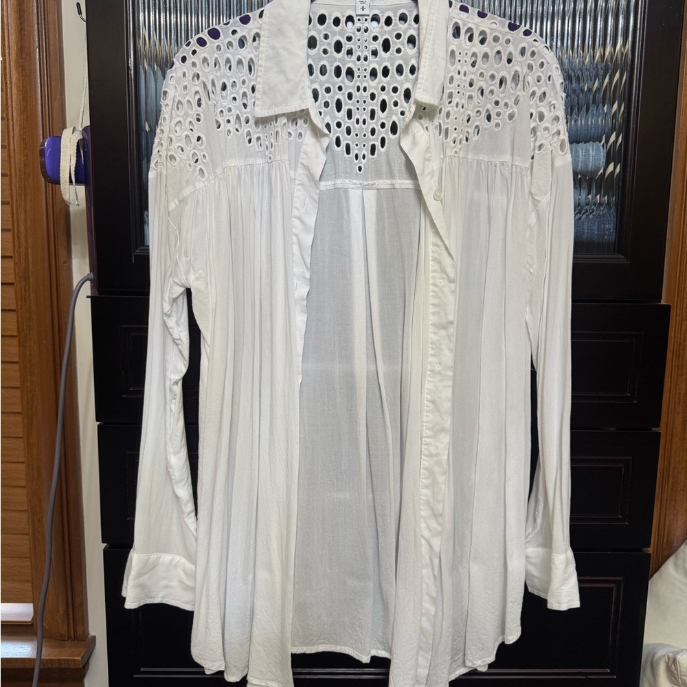 Express White Eyelet Blouse